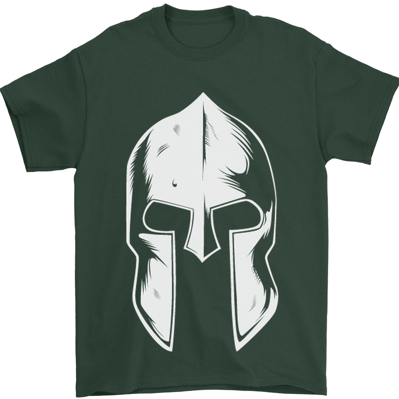 Spartan Helmet Weight Training Fitness Gym Mens T-Shirt Cotton Gildan Forest Green