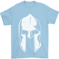 Spartan Helmet Weight Training Fitness Gym Mens T-Shirt Cotton Gildan Light Blue