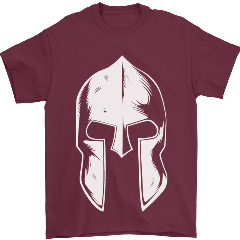 Spartan Helmet Weight Training Fitness Gym Mens T-Shirt Cotton Gildan Maroon