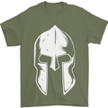Spartan Helmet Weight Training Fitness Gym Mens T-Shirt Cotton Gildan Military Green