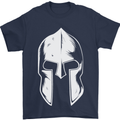 Spartan Helmet Weight Training Fitness Gym Mens T-Shirt Cotton Gildan Navy Blue