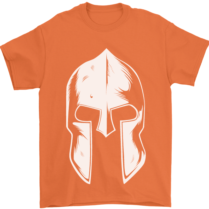 Spartan Helmet Weight Training Fitness Gym Mens T-Shirt Cotton Gildan Orange