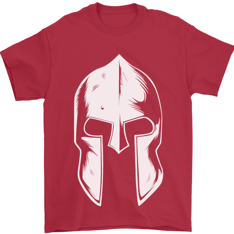 Spartan Helmet Weight Training Fitness Gym Mens T-Shirt Cotton Gildan Red