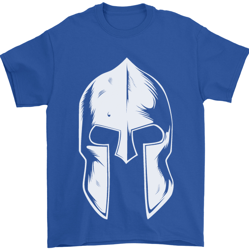 Spartan Helmet Weight Training Fitness Gym Mens T-Shirt Cotton Gildan Royal Blue
