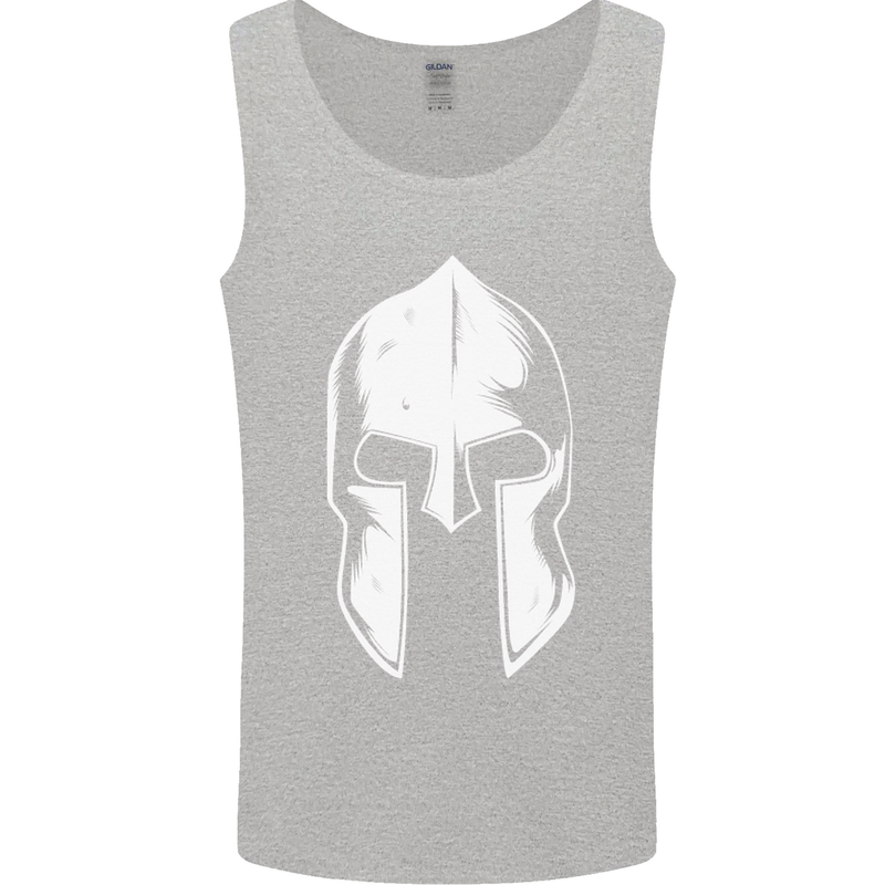 Spartan Helmet Weight Training Fitness Gym Mens Vest Tank Top White