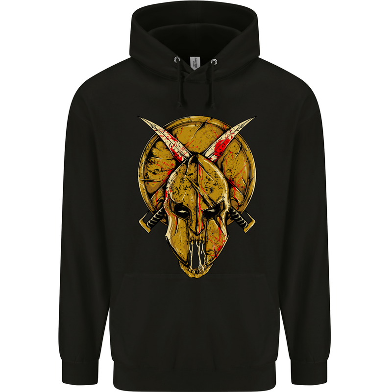 Spartan Skull Helmet Gym MMA Martial Arts Childrens Kids Hoodie Black