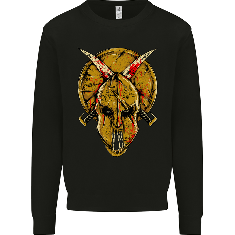 Spartan Skull Helmet Gym MMA Martial Arts Kids Sweatshirt Jumper Black