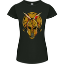 Spartan Skull Helmet Gym MMA Martial Arts Womens Petite Cut T-Shirt Black