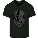 Spartan Skull Roman Helmet Gym MMA Mens V-Neck Cotton T-Shirt Black