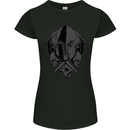 Spartan Skull Roman Helmet Gym MMA Womens Petite Cut T-Shirt Black