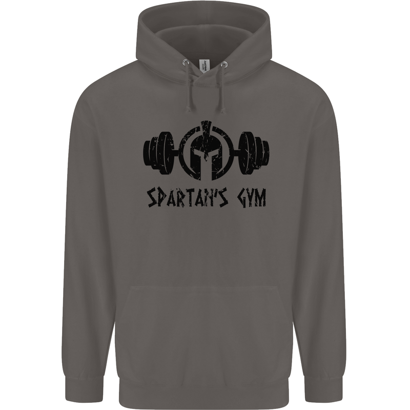 Spartans Gym Mens 80% Cotton Hoodie Charcoal