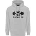 Spartans Gym Mens 80% Cotton Hoodie Sports Grey