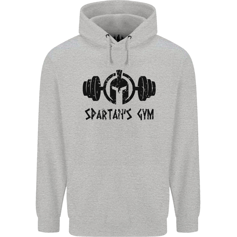 Spartans Gym Mens 80% Cotton Hoodie Sports Grey