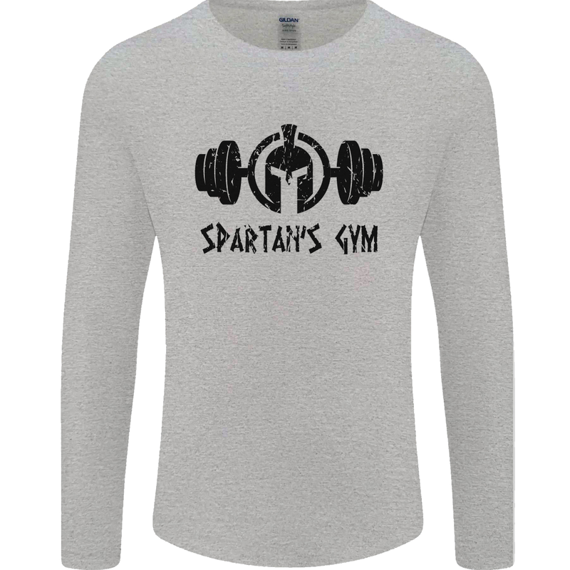 Spartans Gym Mens Long Sleeve T-Shirt Sports Grey