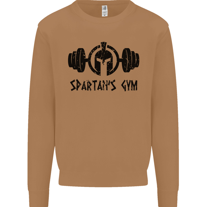Spartans Gym Mens Sweatshirt Jumper Caramel Latte