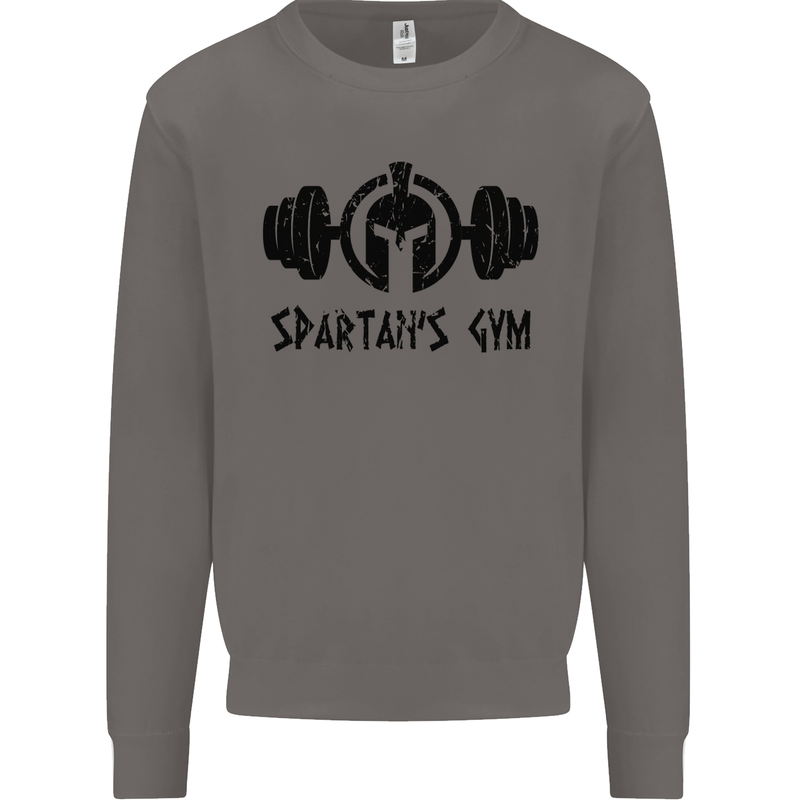 Spartans Gym Mens Sweatshirt Jumper Charcoal
