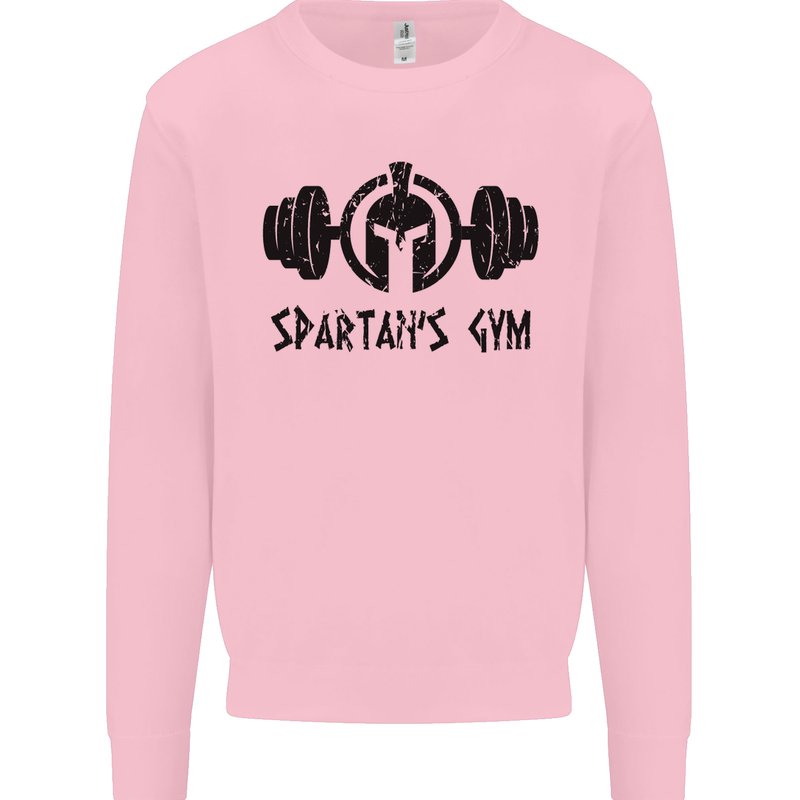 Spartans Gym Mens Sweatshirt Jumper Light Pink