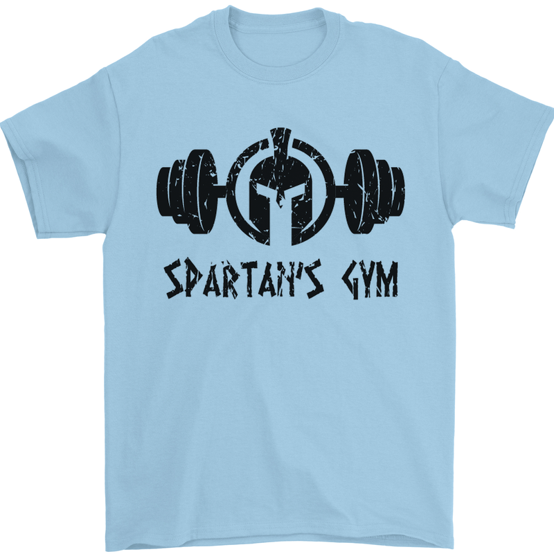 Spartans Gym Mens T-Shirt Cotton Gildan Light Blue