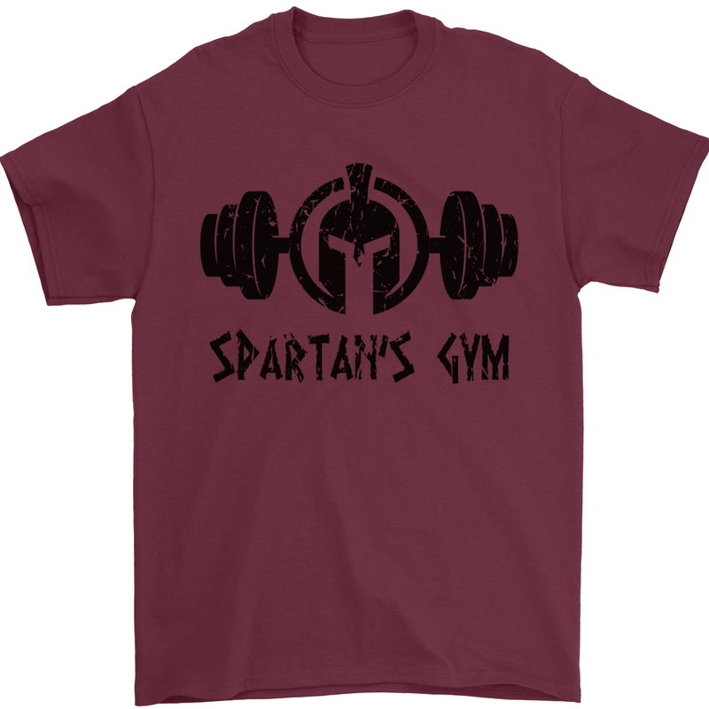 Spartans Gym Mens T-Shirt Cotton Gildan Maroon