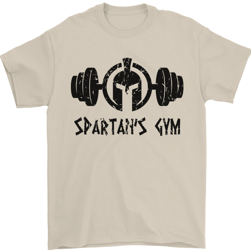 Spartans Gym Mens T-Shirt Cotton Gildan Sand