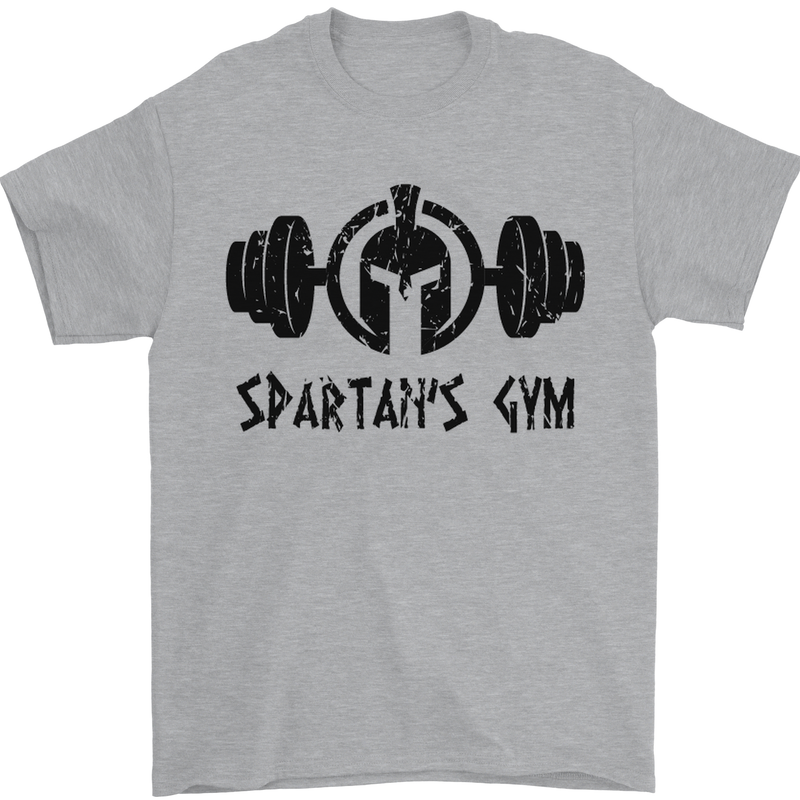 Spartans Gym Mens T-Shirt Cotton Gildan Sports Grey