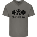 Spartans Gym Mens V-Neck Cotton T-Shirt Charcoal