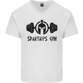 Spartans Gym Mens V-Neck Cotton T-Shirt White