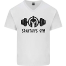 Spartans Gym Mens V-Neck Cotton T-Shirt White