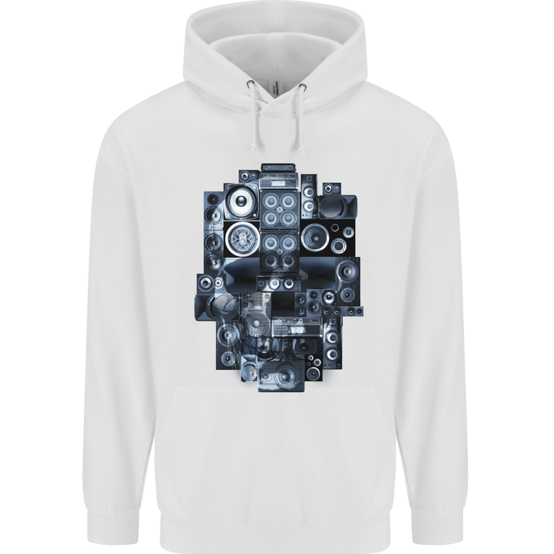 Speaker Skull Music Hi-Fi Mens Hoodie White