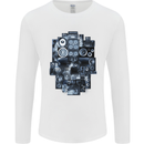 Speaker Skull Music Hi-Fi Mens Long Sleeve T-Shirt White