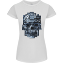 Speaker Skull Music Hi-Fi Womens Petite Cut T-Shirt White