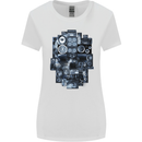 Speaker Skull Music Hi-Fi Womens Wider Cut T-Shirt White