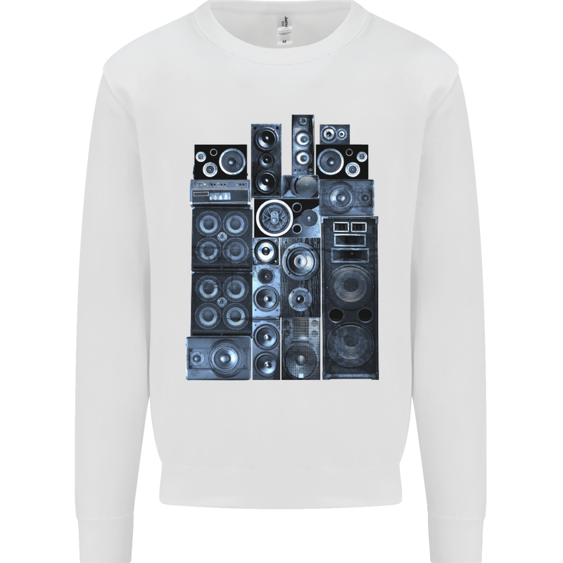 Speaker Stack Music HI-FI Mens Sweatshirt Jumper White