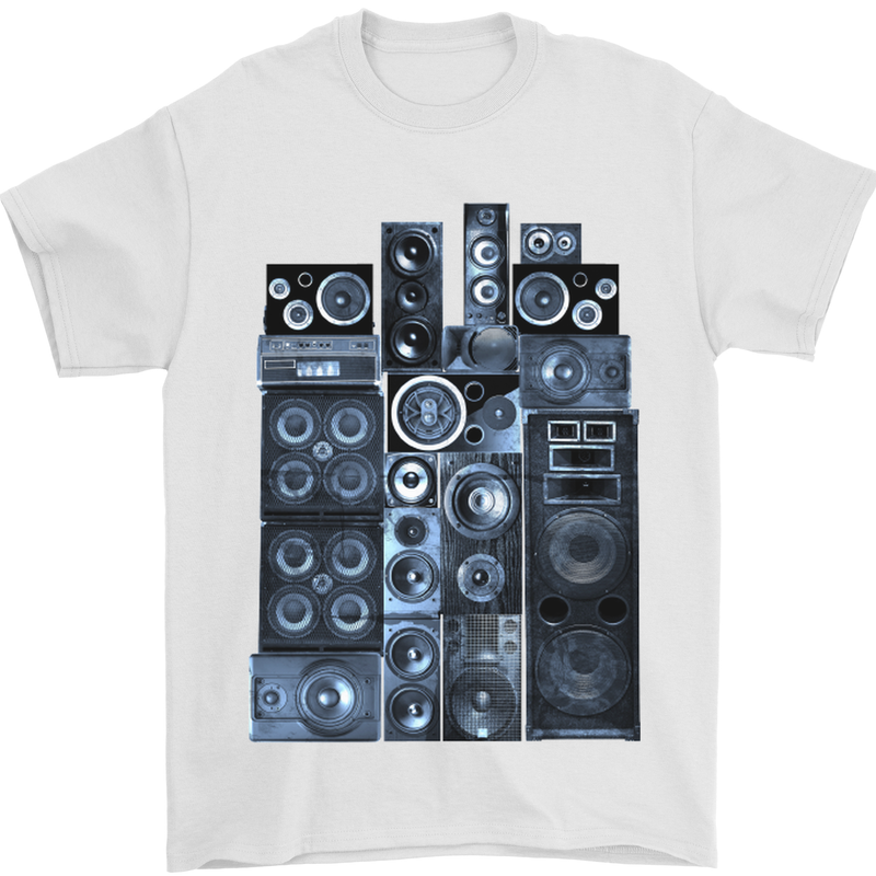 Speaker Stack Music HI-FI Mens T-Shirt Cotton Gildan White