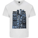 Speaker Stack Music HI-FI Mens V-Neck Cotton T-Shirt White