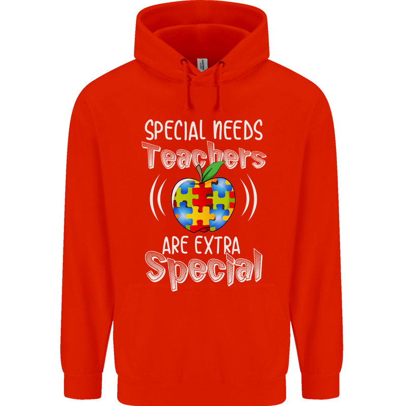 Special Needs Teachers Autism Autistic ASD Mens 80% Cotton Hoodie Bright Red