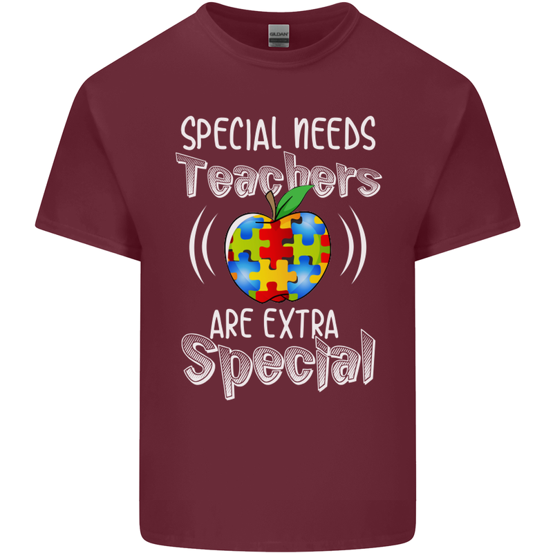 Special Needs Teachers Autism Autistic ASD Mens Cotton T-Shirt Tee Top Maroon