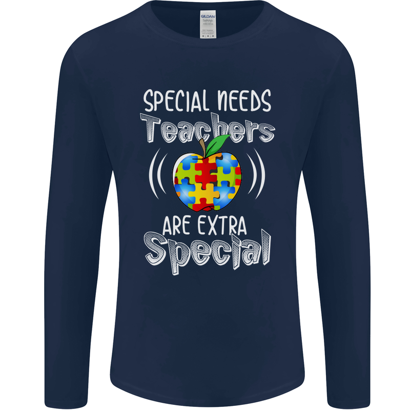Special Needs Teachers Autism Autistic ASD Mens Long Sleeve T-Shirt Navy Blue