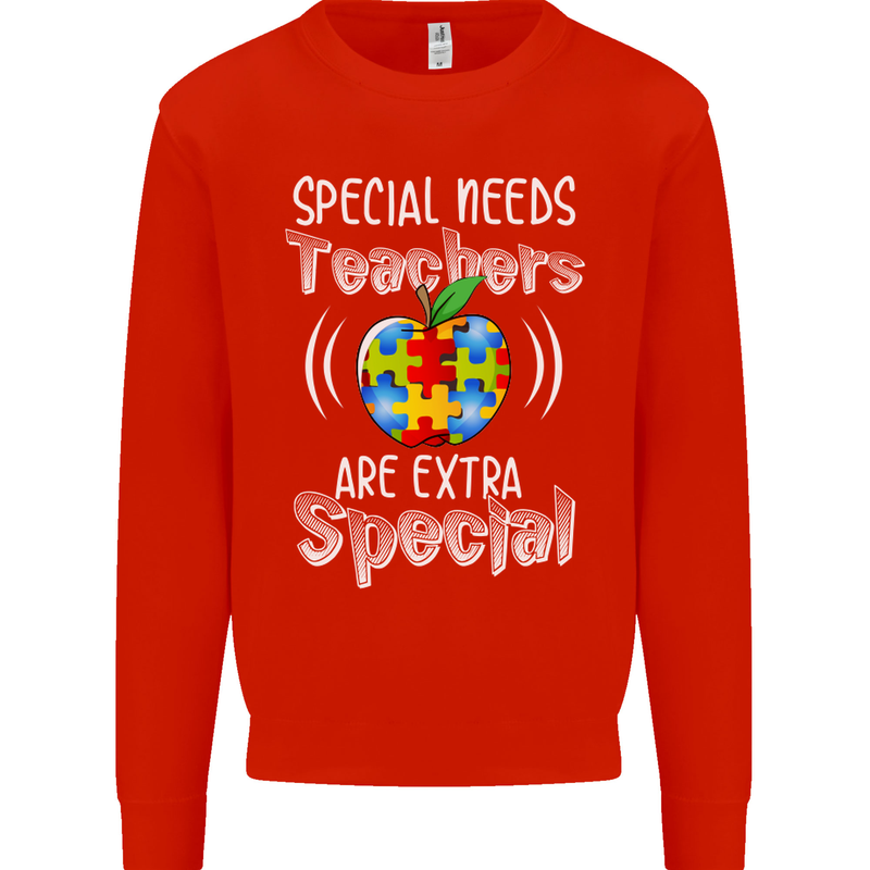 Special Needs Teachers Autism Autistic ASD Mens Sweatshirt Jumper Bright Red