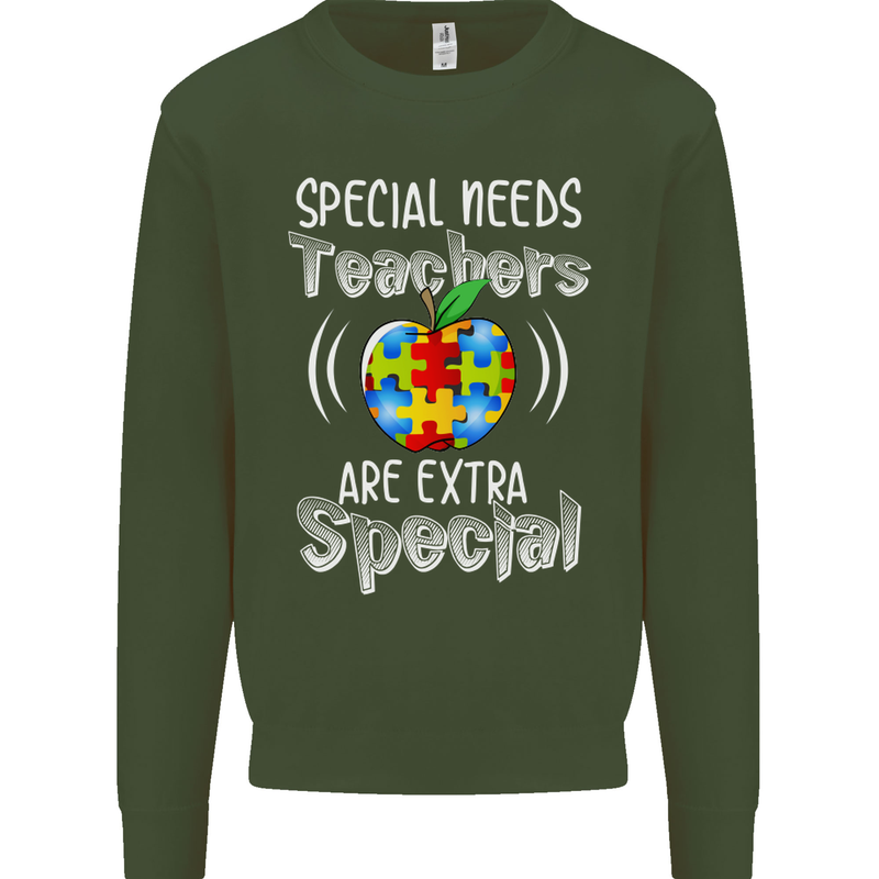 Special Needs Teachers Autism Autistic ASD Mens Sweatshirt Jumper Forest Green