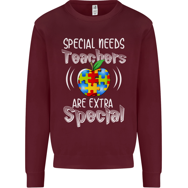Special Needs Teachers Autism Autistic ASD Mens Sweatshirt Jumper Maroon