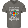 Special Needs Teachers Autism Autistic ASD Mens V-Neck Cotton T-Shirt Charcoal