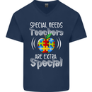 Special Needs Teachers Autism Autistic ASD Mens V-Neck Cotton T-Shirt Navy Blue