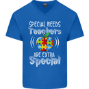 Special Needs Teachers Autism Autistic ASD Mens V-Neck Cotton T-Shirt Royal Blue