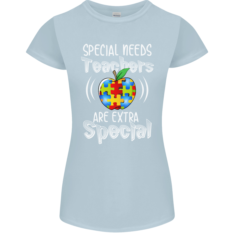 Special Needs Teachers Autism Autistic ASD Womens Petite Cut T-Shirt Light Blue