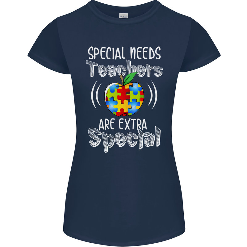 Special Needs Teachers Autism Autistic ASD Womens Petite Cut T-Shirt Navy Blue