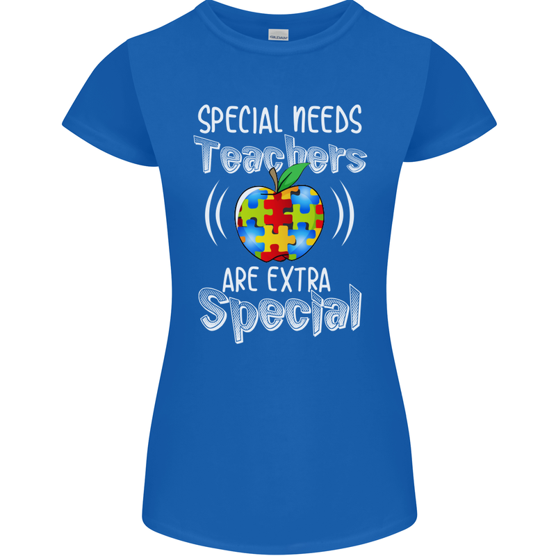 Special Needs Teachers Autism Autistic ASD Womens Petite Cut T-Shirt Royal Blue