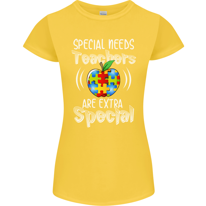 Special Needs Teachers Autism Autistic ASD Womens Petite Cut T-Shirt Yellow