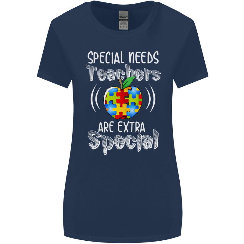 Special Needs Teachers Autism Autistic ASD Womens Wider Cut T-Shirt Navy Blue