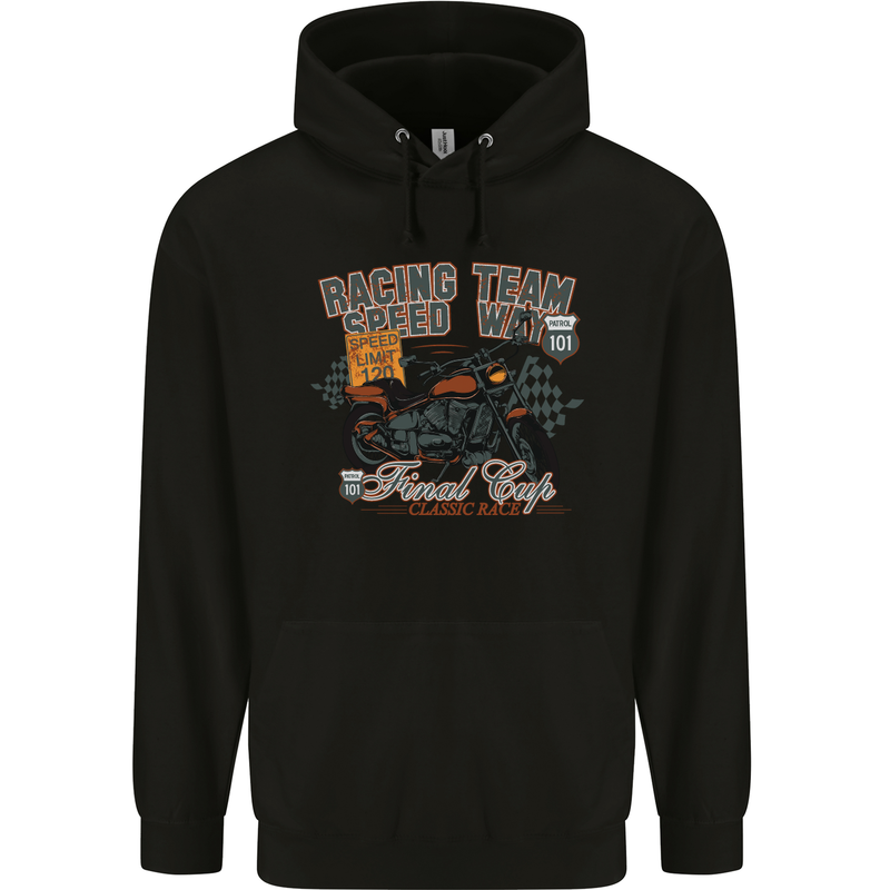 Speed Way Motorcycle Motorbike Biker Mens Hoodie Black